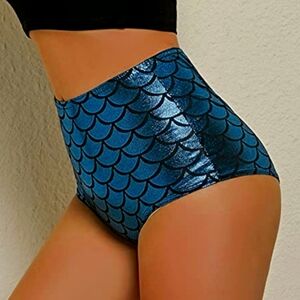 High Waisted Holographic Mermaid Scale Print Booty Shorts